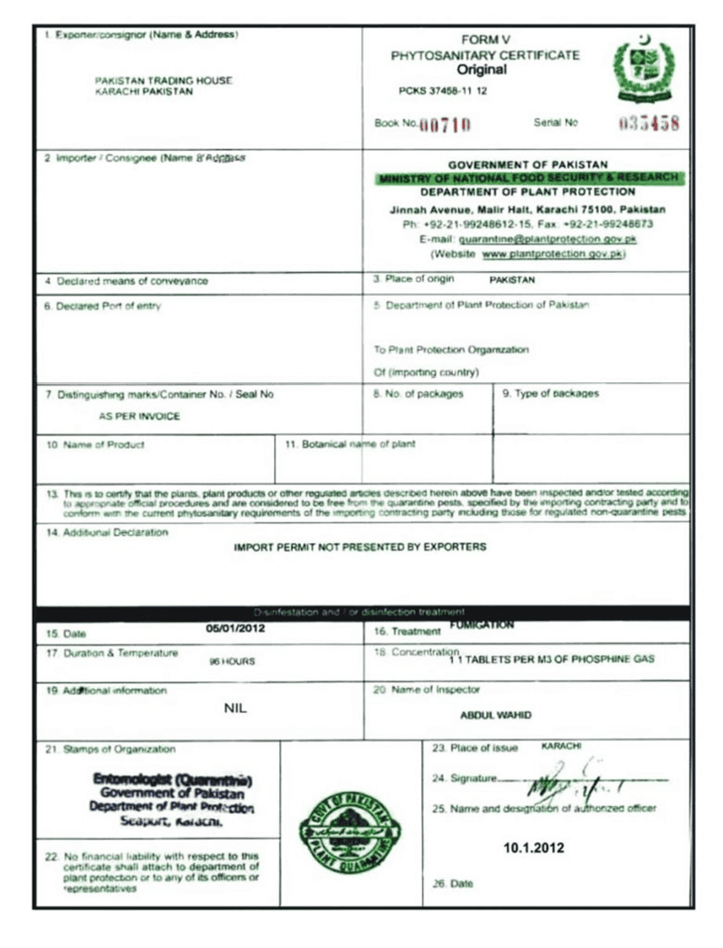 giay chung nhan hun trung fumigation certificate