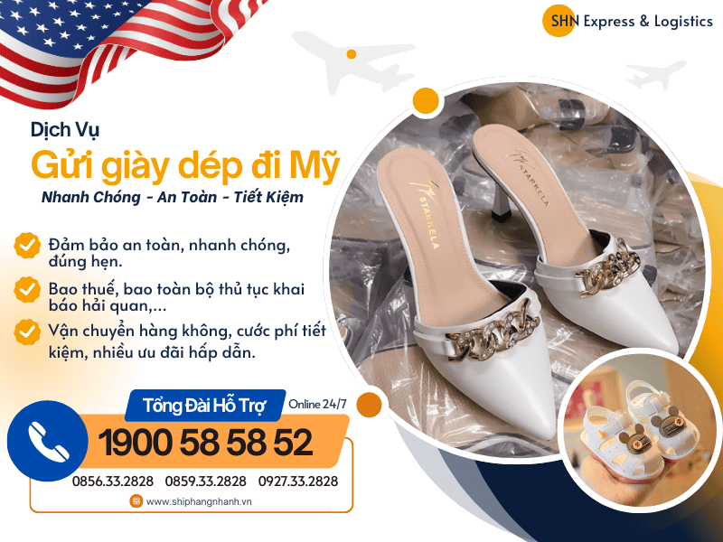 gui giay dep di my