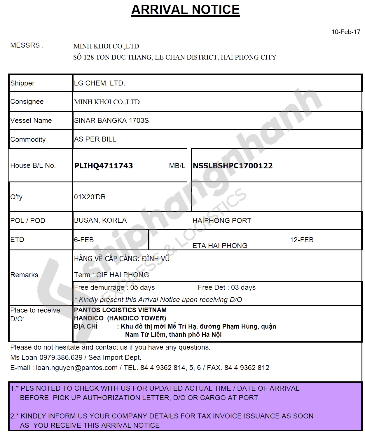 mau giay thong bao arrival notice 2