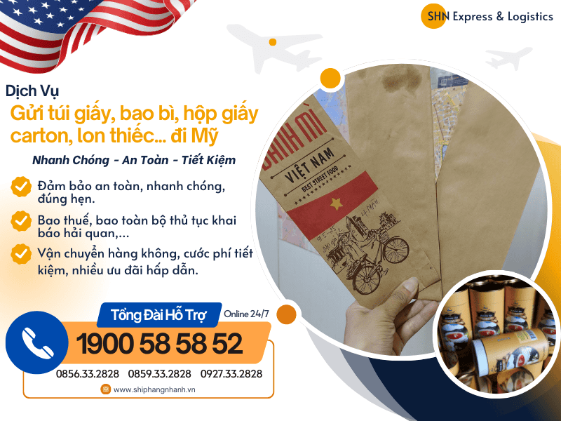 gui tui giay bao bi di my
