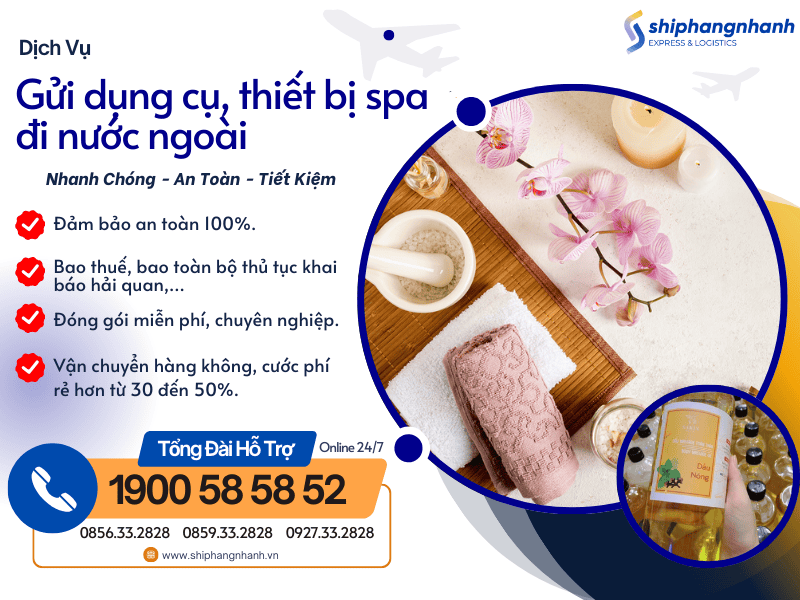 gui dung cu thiet bi spa di nuoc ngoai
